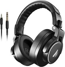 Black wired over-ear headphones with coil cable