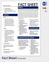 Fact Sheet Template Fact Sheet Book Cover Template Facts