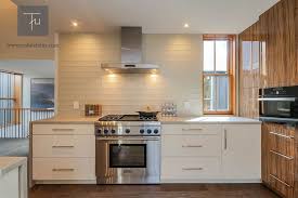 Modern High Gloss Wood Grain Kitchen Kitchen Design Custom Kitchens Design Kitchen