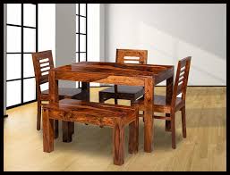 Our collection includes double pedestal, leg, single base, trestle and pub tables featuring the classic mission and shaker design styles that are as popular now as they were a century ago. Vinod Furniture Wooden Solid Sheesham Wood Dining Table 4 Seater Dining Table Set With 3 Chairs 1 Bench Home Dining Room Furniture Teak Wood Dining Table 4 Seater Honey Finish Amazon In Furniture