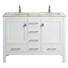 For bathrooms really limited on space, we carry a variety of corner bathroom vanities to choose from. Eviva London 48 X 18 White Transitional Double Sink Bathroom Vanity W White Carrara Top Bathroom Vanities Modern Vanities Wholesale Vanities