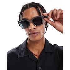 Jack & Jones square sunglasses in dark grey