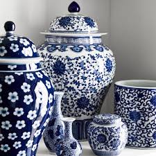 Pair large antique chinese blue and white porcelain kangxi period ginger jars the vases are hand painted in blue and white underglaze with quatrefoil panels of archaistic. Blue White Decorative Ginger Jar With Lid 16 Williams Sonoma