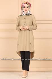 Modaselvim Tunik Peplum Dugmeli Tesettur Tunik 5484bs198 Vizon Kiyafet Peplum Tunik