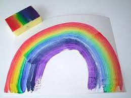 Paint A Rainbow In One Swipe Paint Sponge With Rainbow Stripes And Use Sponge To Create Rainbows Kids Painting Crafts Summer Crafts Summer Crafts For Kids