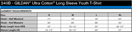 Youth Tee Shirt Size Chart Coolmine Community School