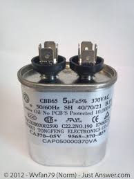 Run capacitor 370 volts round dual 40/5 mfd. I Have A Rheem Air Conditioning System With The Air Handler In The Attic Model Type Rhoa 1200b From The 80ies The