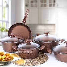 · derin tencere 20 cm · derin tencere 22 cm · derin tencere 24 cm · karnıyarık tencere 26 cm · tava 26 cm not : Papilla 9 Parca Vilma Bakir Granit Tencere Seti Bakir Tava