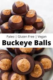 The name comes from their resemblance to the nut of the buckeye tree. Paleo Buckeye Balls Gluten Free Dairy Free Vegan Option Paleo Recipes Dessert Holiday Desserts Paleo Cookies
