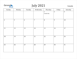 This calendar is going to be a perfect insert for your home binder or personal planner. Canada July 2021 Calendar With Holidays