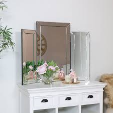 The hemnes dressing table with mirror even has hooks on the side to keep your bags and scarves tidy. Mirrored Triple Dressing Table Mirror