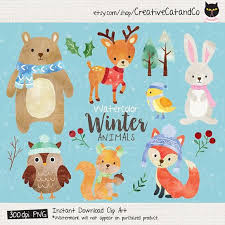 Watercolor Winter Animal Clipart Watercolor Animal Clip Art Etsy In 2021 Squirrel Clipart Animal Clipart Winter Animals