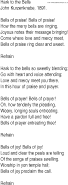 Hark Of The Bells Hymn And Gospel Song Lyrics For Hark To The Bells By John Kurzenknabe