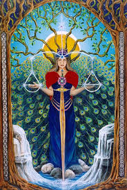 Justice, originally card viii, has been associated with number xi with the global positive meaning: Tarot 8 Justice Anne Marie