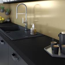 Credence Stratifie Effet Dore Brosse H 64 Cm X Ep 9 Mm X L 300 Cm En 2020 Credence Cuisine Credence Stratifie Et Idees Dosseret Cuisine