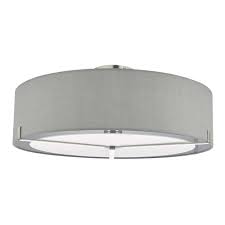 Create a minimalist feel in your home with chrome ceiling lighting. Semi Flush Satin Chrome And Grey Fabric Ceiling Light