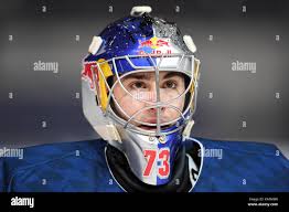 Munich, Germany. 26th Sep, 2017. Munich goalie David Leggio pictured during  the DEL ice hockey match between EHC Red Bull Munich and Koelner Haie  (Cologne Sharks) in Munich, Germany, 26 September 2017.