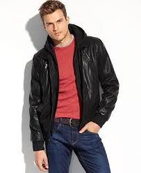 Guess Coats Faux Leather Hooded Bomber Coats Jackets Men Macy S Jackets Coats Jackets Mens Jackets
