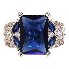 Lightclub Fashion Women Faux Sapphire Shiny Rhinestone En Https Www Amazon Com Dp B07gwggj5x Ref Cm Sw R Pi Dp U X Vkihcb Ring Gift Sapphire Proposal Ring