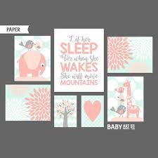 The pops of color in this nursery are beautiful peach, cream and gold nursery for a little girl. 97 Coral Peach Mint Nursery Ideas Mint Nursery Nursery Girl Nursery