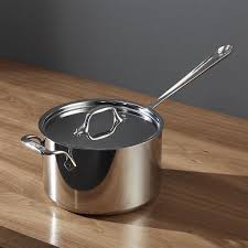 All Clad D3 Stainless Steel 4 Qt Saucepan With Lid Reviews Crate And Barrel All Clad Saucepan Stainless Steel Pot