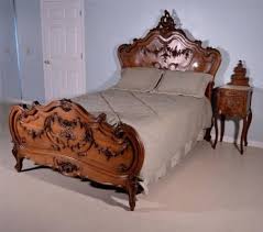 Antique French Louis Xv Rococo Queen Size Bed In Solid Walnut Bedroom Sets For Sale Bed Queen Size Bedding