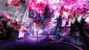 Violet aesthetic dark purple aesthetic aesthetic art aesthetic anime aesthetic women japanese aesthetic aesthetic pictures aesthetic.just a collection of aesthetic anime profile pics and icons that you could use for your profile. Purple Anime Cherry Trees Shrine Landscape Hd Wallpaper Wallpaperbetter