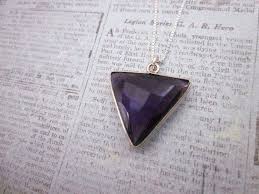 Amethyst Gem Necklace Purple Gem Pendant Necklace Geometric Amethyst Jewelry Gemstone Triangle Necklace Pu Purple Gems Gem Necklace Unique Pendant Necklace