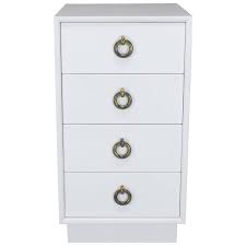 Liberty white and yellow mid century modern nightstand 2 0 w 2 full extension drawers solid wood legs by manhattan comfort. White Lacquer Mid Century Modern Four Drawer Cabinet Tall Nightstand End Table For Sale At 1stdibs