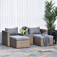 5pc Rattan Wicker Outdoor Sectional Sofa Patio Furniture Set Deep Grey In 2020 Patio Furniture Sets Wicker Outdoor Sectional Outdoor Furniture Sets