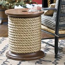 Nautical Vintage Feel Side Table Wood Side Table Spool Tables