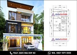 Model rumah minimalis modern lengkap denah dan gambar. Desain Rumah Minimalis Modern 3 Lantai 5 Kamar Tidur