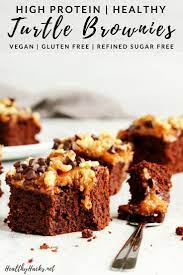 You D Never Guess These Dense Moist Creamy Chocolate Y Healthy Turtle Brownies Are Actually Healthy Healthy Dessert Recipes Dessert Recipes Healthy Dessert