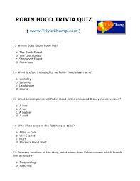 Don't go easy on people. Robin Hood Trivia Quiz Trivia Champ