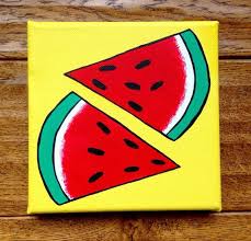 Watermelon Pop Art Acrylic Painting On Small Canvas Pop Art Painting Mini Canvas Art Pop Art Background