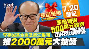 Jun 09, 2021 · 長江集團聯同李嘉誠基金會昨宣布舉行2,000萬禮券大抽獎，接種2針最高可獲500萬禮券買長實一手樓，近乎「半價做業主」。 新世界發展則向打針基層市民每人派1,000元資助，以補貼薪金或睇醫生費用。 8mmnlhbz3yd7hm
