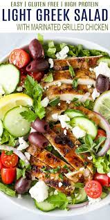 Light Greek Salad With Grilled Chicken Recipe Greek Salad Recipes Easy Healthy Salad Greek Salad