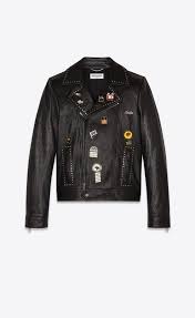 Saint Laurent Leather Jacket Man Biker Jacket With Pins And Rivets In Eighties Black Leather A V4