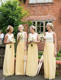 Elegant Sleeveless Lace Lemon Yellow Chiffon Bridesmaid Dresses Pastel Bridesmaid Dresses Pastel Yellow Bridesmaid Dresses Yellow Bridesmaid Dresses