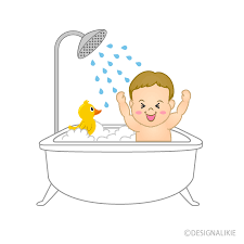 Newborn infant baby getting his first bath in the hospital. Baby Taking A Bath Clip Art Free Png Image Illustoon