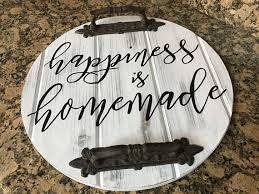 Round Wood Serving Tray Distressed Round Tray Round Serving Tray Wood Rustic Handle Wood Tray