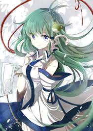 Green Hair Kochiya Sanae Blue Eyes Anime Touhou Wallpaper Anime Anime Fantasy Anime Wallpaper
