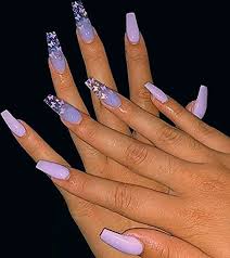 Geometric patterns tip coffin shape nail design. Coffin Nails Purple Acrylic Nails Long Acrylic Nails Square Acrylic Nails