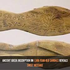 1,500-year-old lady's sandals with Greek message