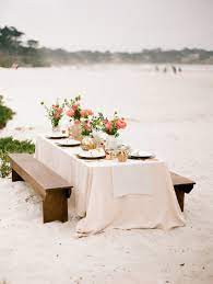 Eating dinner on the beach is not a simple undertaking. Dinner Party On The Beach Elizabeth Anne Designs The Wedding Blog