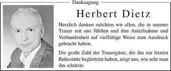 Traueranzeigen von Herbert Dietz