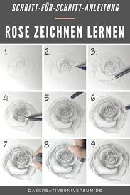 Rose Zeichnen Einfache Anleitung Mit Bleistift Rosen Zeichnen Zeichnen Lernen Blumen Zeichnen