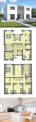 Stadtvilla Modern Grundriss Offen Mit Flachdach Architektur 6 Zimmer 200 Qm Gerade Treppe 2 Vollgeschosse Fert Architektur Moderne Grundrisse Stadtvilla