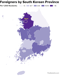 Seoul is the capital of south korea and boasts the largest population of almost. Mapping South Korea S Foreigners The Daily Viz