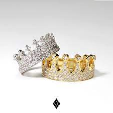 Solid 14k King And Queen Crown Ring Set Fully Iced Out In Vs Diamonds Custom Made Fo White Gold Bridal Jewellery Engagement Ring White Gold Bridal Jewelry Sets